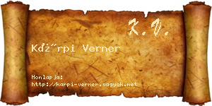 Kárpi Verner névjegykártya